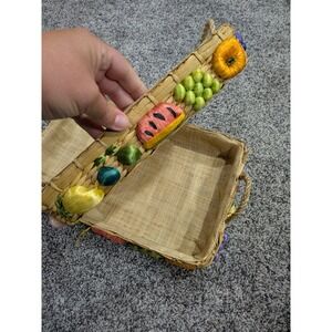 2 Nesting‎ Vintage Wicker (Pyrex) Casserole Carrier/Holders Raffia Lined Baskets